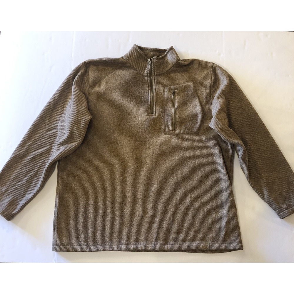 Outdoor Life Mens Sweater XL(46-48) Heather Brown‎ Half-Zip Pullover w Pocket